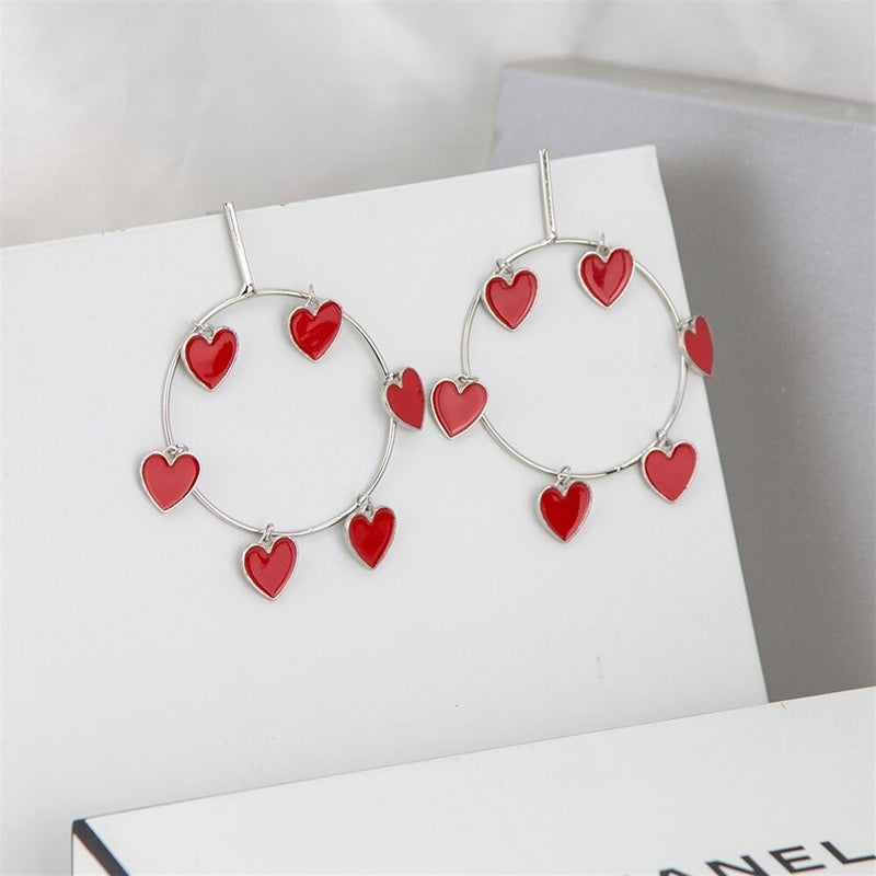 Red Heart & Crystal Chandelier Earrings for Valentines Day - Bits off the  Beach